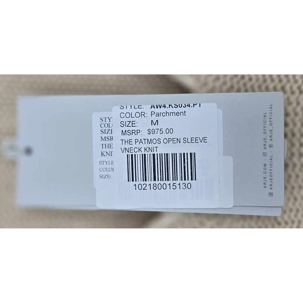 NWT $975 Arje Patmos Luxury Italian Cotton/Wool/Silk Sweater Knit Top Womens M - Picture 4 of 9